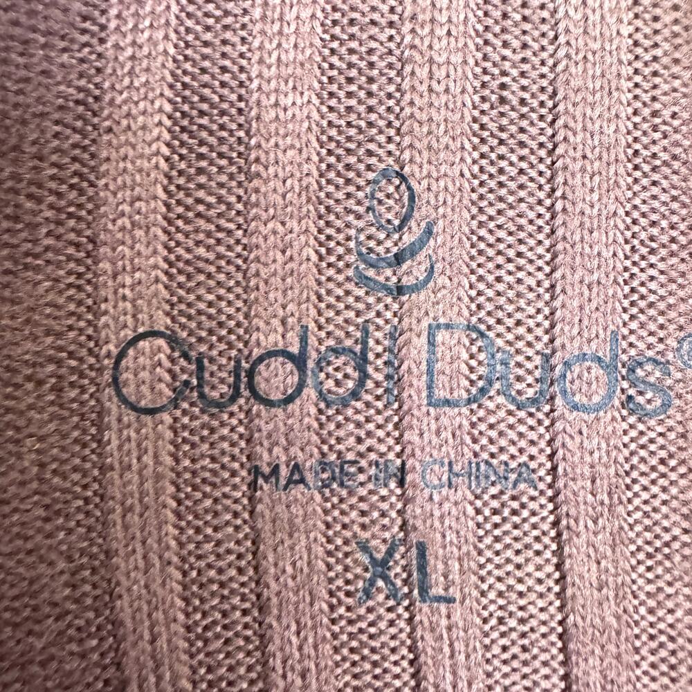 Cuddl Duds Womens Ribbed Knit Long Sleeve Button Top Size XL Neutral Comfy Brown - Picture 2 of 7